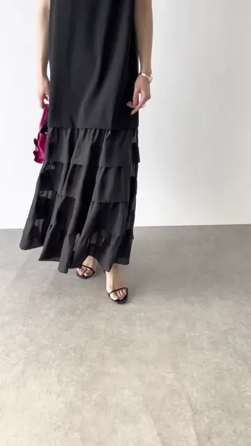タグ付き★異素材ティアードキャミワンピース 異素材ティアードキャミワンピース | La boutique BonBon(ラブ