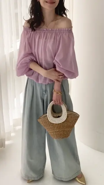 シアーバルーンクロップドブラウス | La boutique BonBon(ラブ