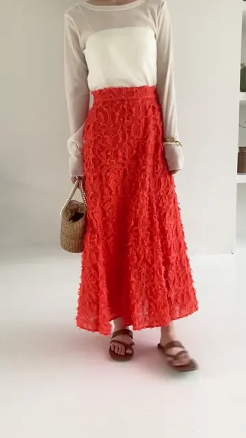 セットアップ可】ロングヘアージャガードマーメイドスカート