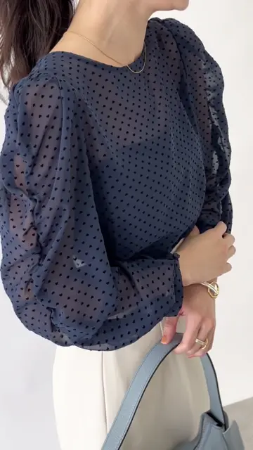 最強愛され】フロッキーハートプリントパワショルブラウス | La