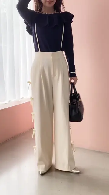 La boutique BonBon ストラップパンツ　グレー　38サイズ La boutique BonBon ストラップパンツ グレー 38サイズ