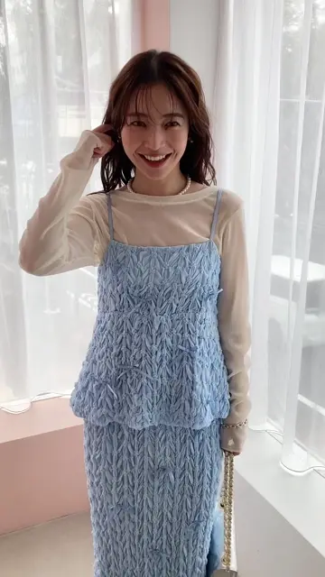 5thLOVE・セットアップ可】メニーリボンフラワースモッキングキャミ