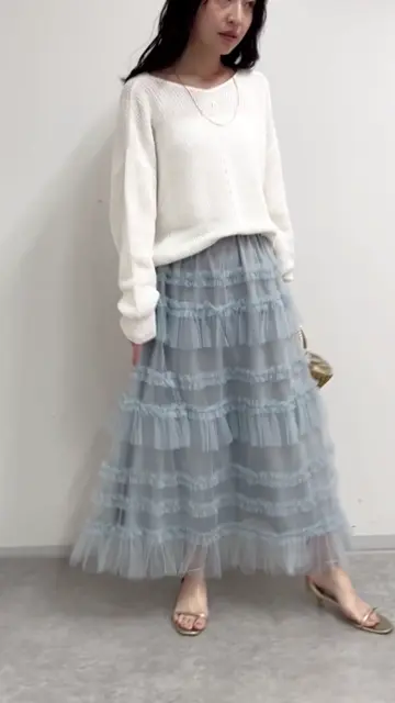 DOLCE&GABBANA ティアードフリル スカート ブラック 36 ふんわり＆揺れ感】チュールティアードフリルスカート | La