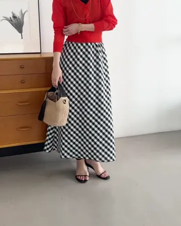 清楚でお上品】ギンガムチェックバイアススカート | La boutique