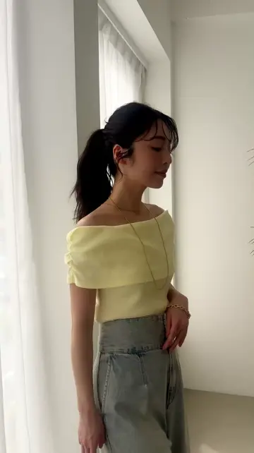 美人見えカットソー】オフショルテレコカットソー | La boutique