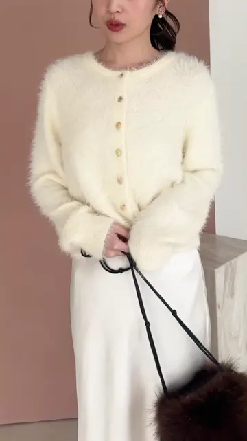 アンサンブル可】ヘアリーフェザーカーディガン | La boutique BonBon