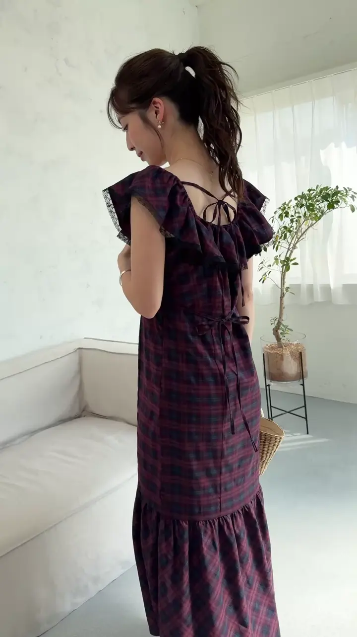 チェックレーストリムワンピース | La boutique BonBon(ラブティック