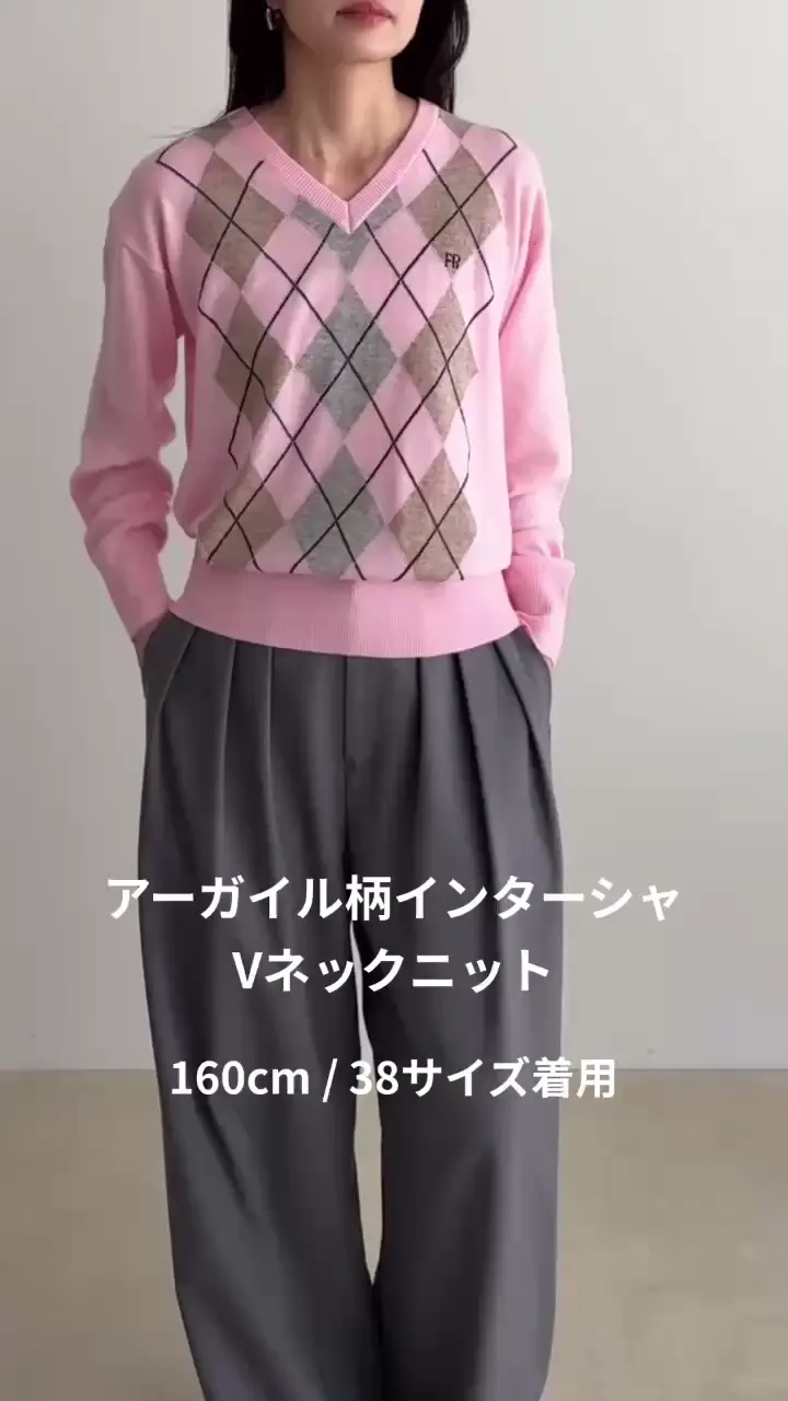 近年✨ EVERYDAY I LIKE アーガイル Vネック プルオーバー 毛 近年✨ EVERYDAY I LIKE アーガイル Vネック プルオーバー 毛 近年