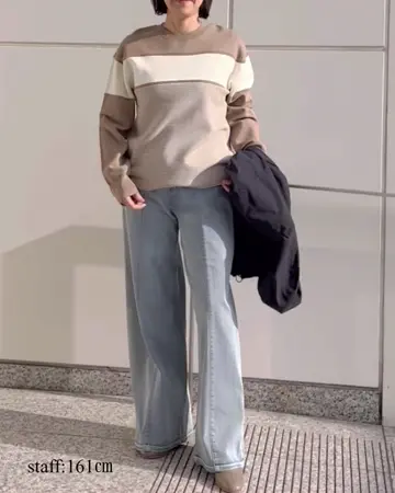 自由区 L 【カタログ掲載・洗える】モールコンビ ニット 