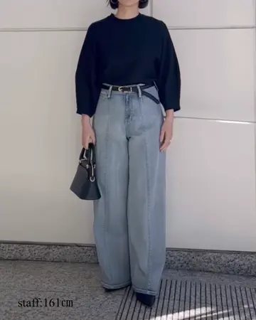 自由区 L 【洗える】ウスカルデニムバギー パンツ 