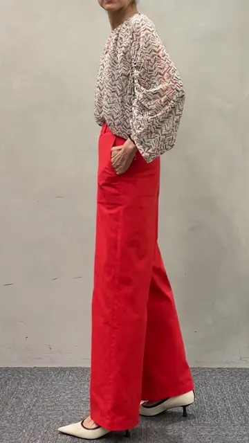 23区 【洗える】シアーヘリンボーンプリント ブラウス 