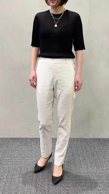 【新品タグ付き】23区　リネン混　洗える　パンツ 洗える】リネンレーヨンストレッチ テーパード パンツ / 23区