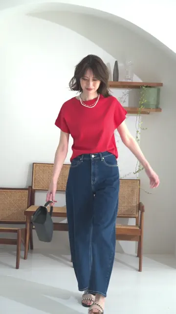 接触冷感・UVカット・洗える】ビューティクールボートネック