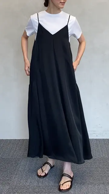 洗える】リネンレーヨンストレッチ キャミソール ワンピース