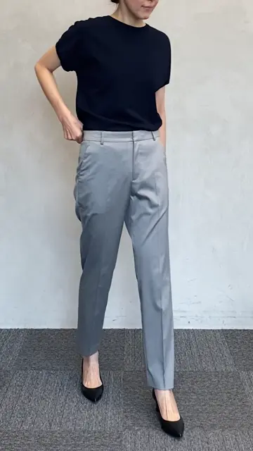 23区 S 【セットアップ対応/洗える】ストレッチシャンブレー テーパード パンツ 