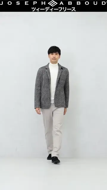 JOSEPH ABBOUD 【キングサイズ・軽量/ストレッチ/イージーケア】ツィーディーフリース ジャケット 