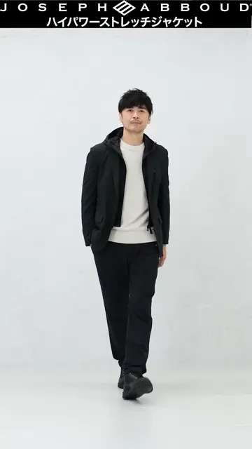 JOSEPH ABBOUD MOUNTAIN 【フードが外せる】メランジハイパワー2wayストレッチ ジャケット 
