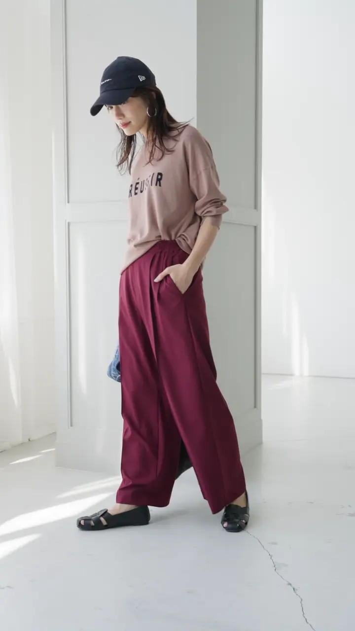 ANY L 【ウエストゴム】イージーテーパードパンツ 