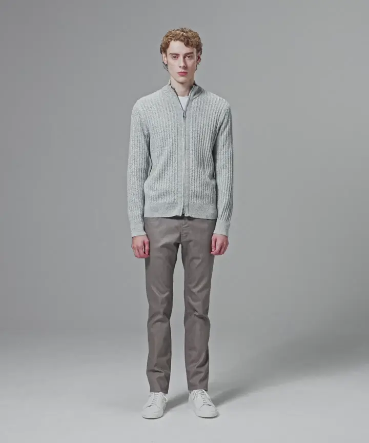 JOSEPH HOMME 【新柄】シルクバルキー　ハイネックジップアップニット 