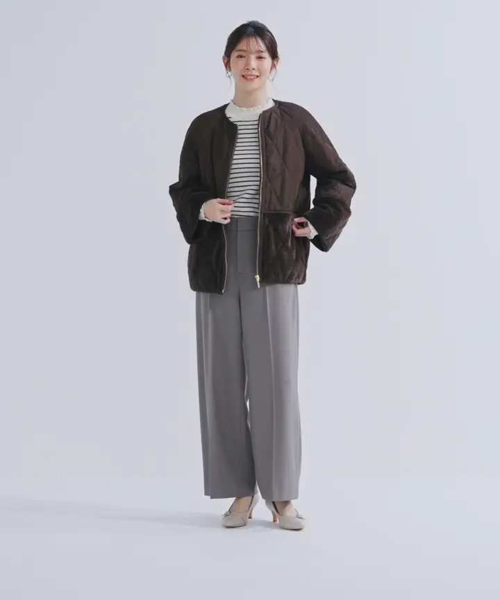 ANY SIS フェイクファーコンビキルティング アウター 