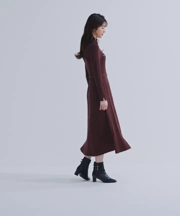 ANY SIS バイカラーデザインニット ワンピース 