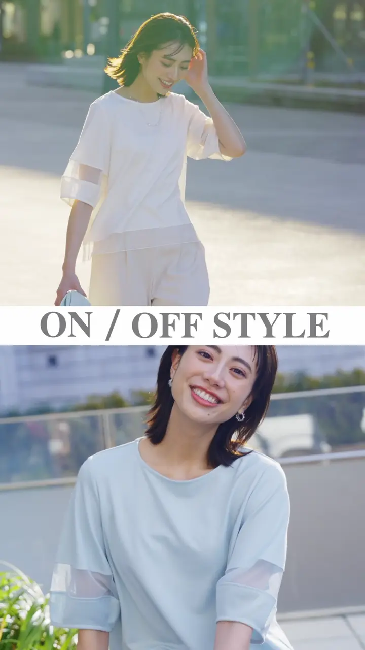 ANY SIS チュール切替ランタンスリーブ プルオーバー 