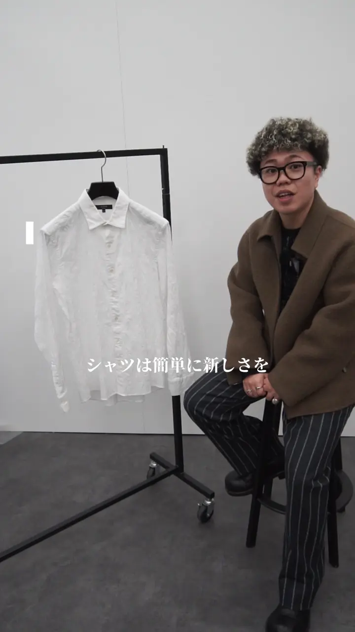 JOSEPH HOMME アブストラクトジャガードストレッチ　レギュラーカラーシャツ 