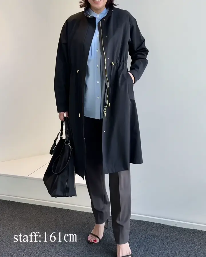 自由区 L 【春の必需品・ライナー取り外し可能】コットンナイロンタッサースタンドカラー コート 