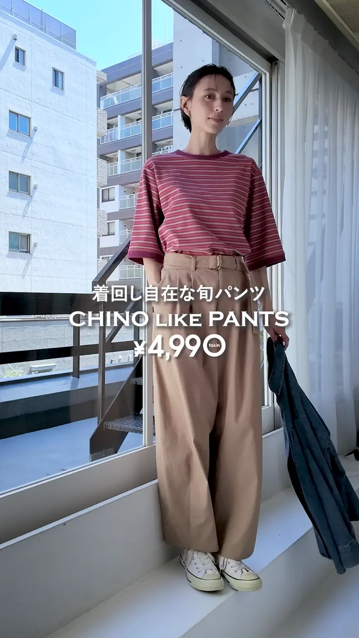 ANY L チノライクタックバレルパンツ 