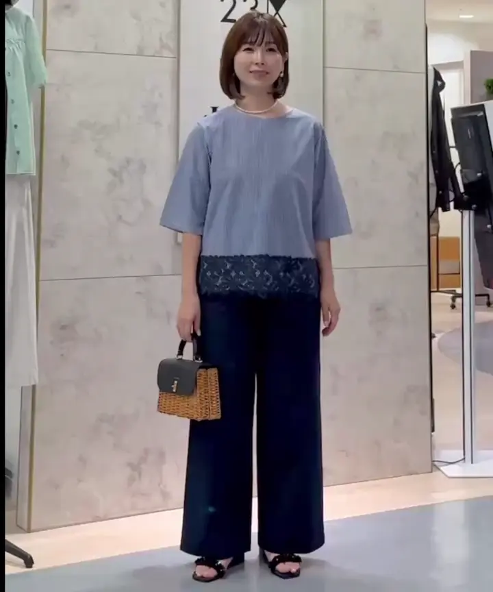 J.PRESS LADIES L 20チノストレッチ ストレート パンツ 