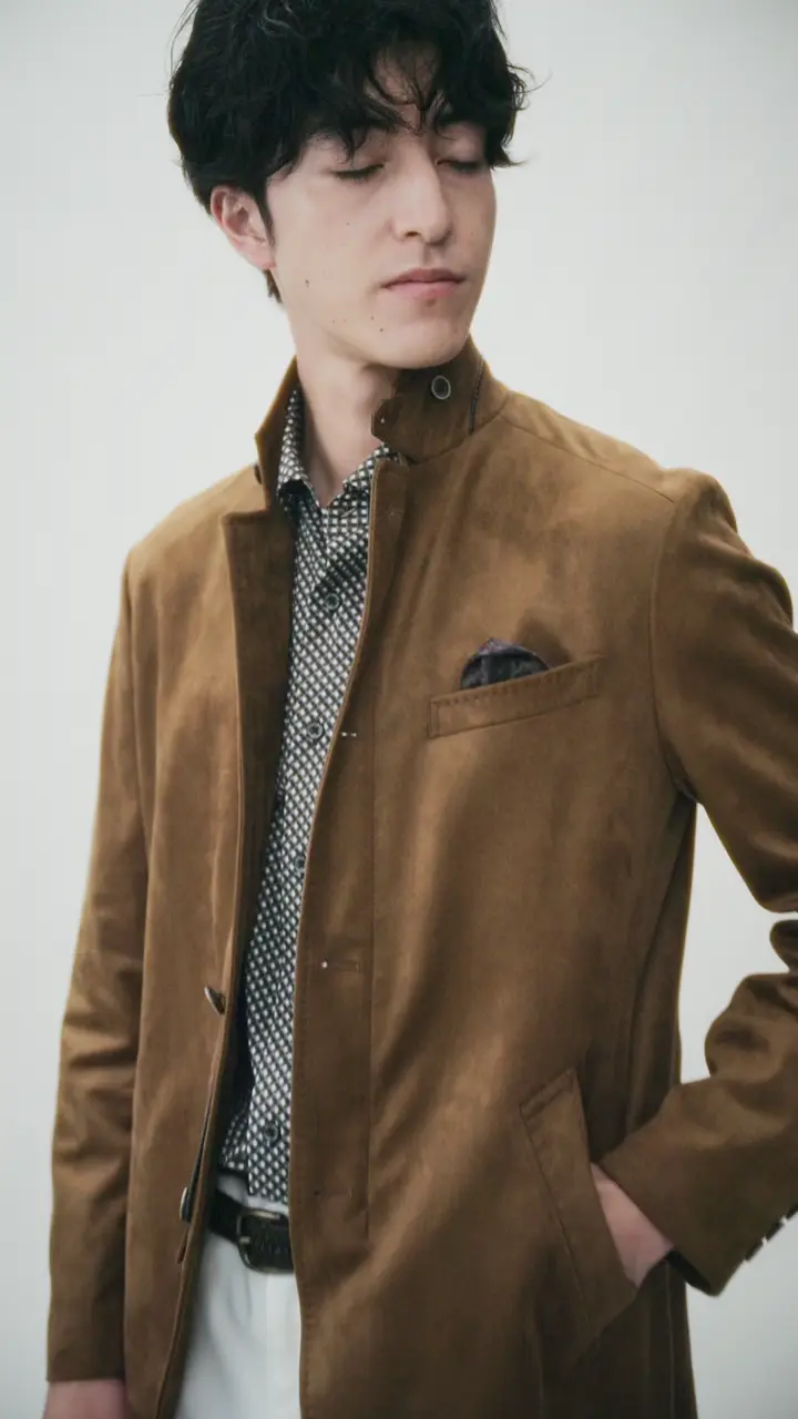 JOSEPH ABBOUD 【家庭で洗える/ストレッチ/スウェードタッチ】ウォッシャブルスウェード ライダース 