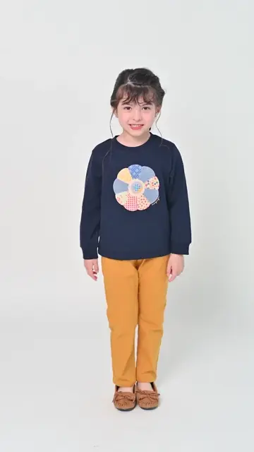 パッチワークキルト風お花裏毛トレーナー トレーナー｜子供服