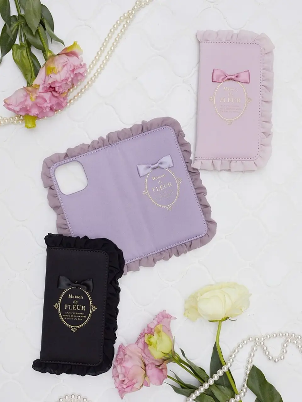 削除セール！新品Maison de FLEUR手帳型スマホケース＋ポーチ 春の新色入荷♪ Maison de FLEURのスマートフォンケース