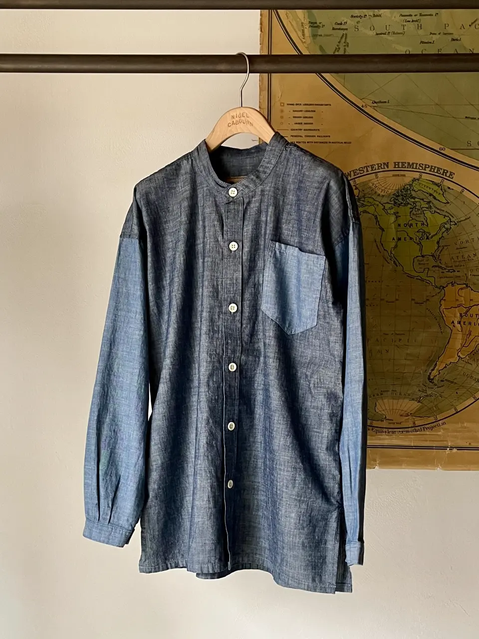 Nigel Cabourn LYBRO長袖ロングシャツ Size46 SS26 LYBRO COLLECTION -WOMAN-