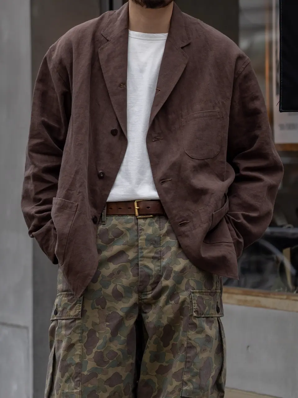 TOKYO FLAGSHIP STORE EXCLUSIVE》HOSPITAL JACKET LINEN NIDOM - BROWN