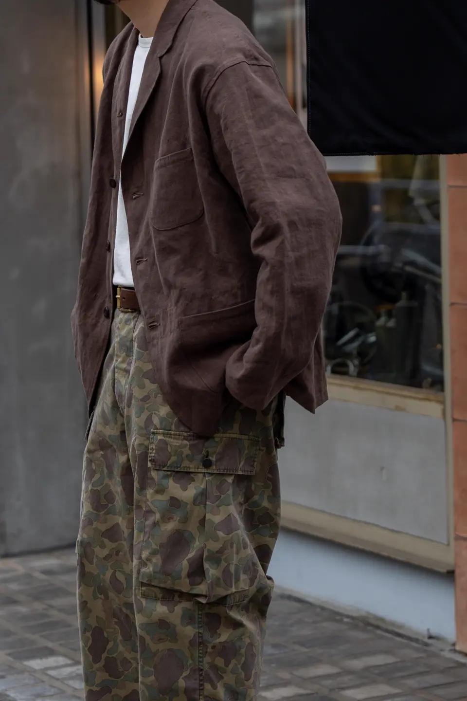 TOKYO FLAGSHIP STORE EXCLUSIVE》HOSPITAL JACKET LINEN NIDOM - BROWN