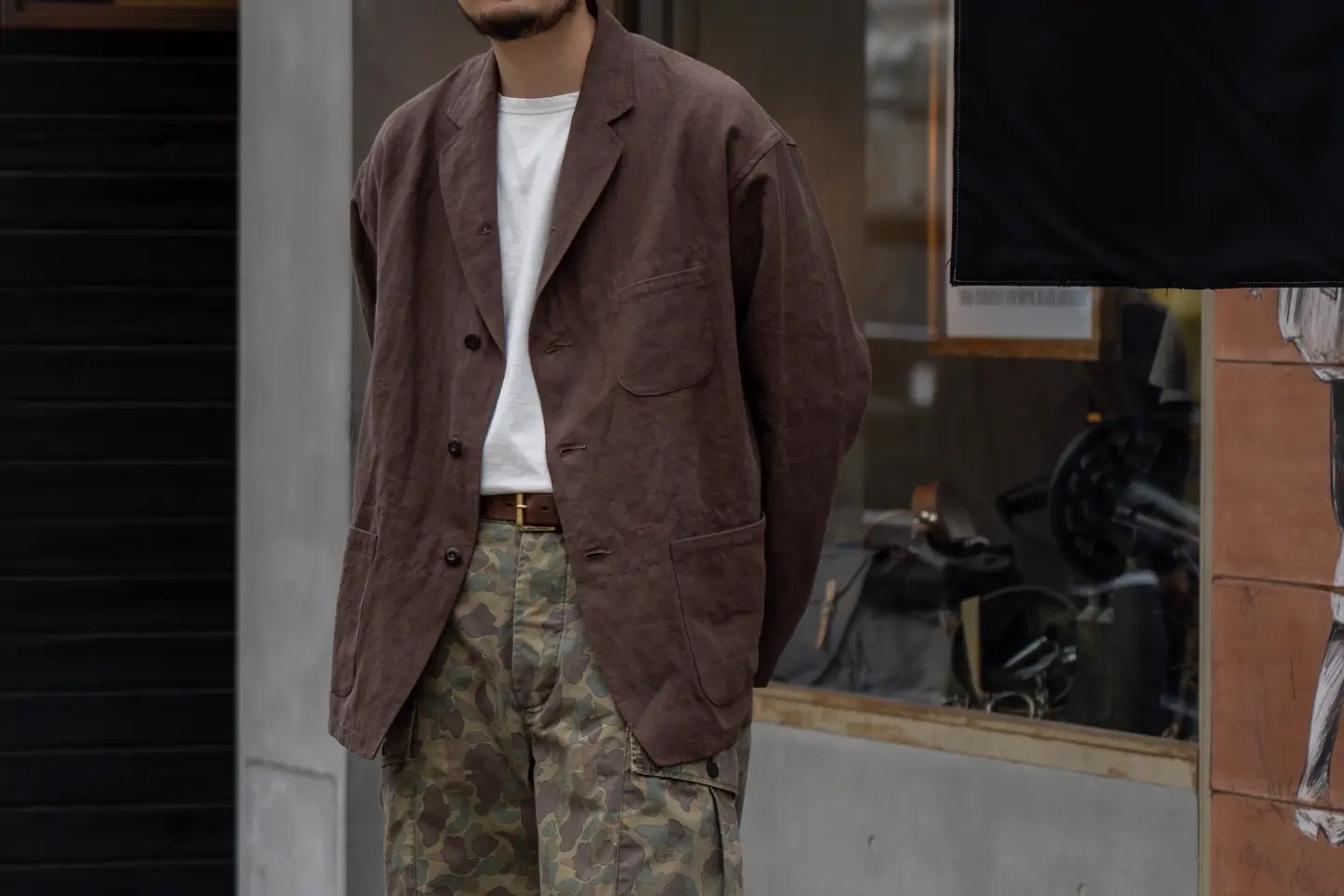 TOKYO FLAGSHIP STORE EXCLUSIVE》HOSPITAL JACKET LINEN NIDOM - BROWN
