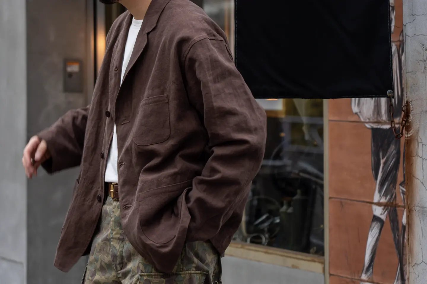 TOKYO FLAGSHIP STORE EXCLUSIVE》HOSPITAL JACKET LINEN NIDOM - BROWN