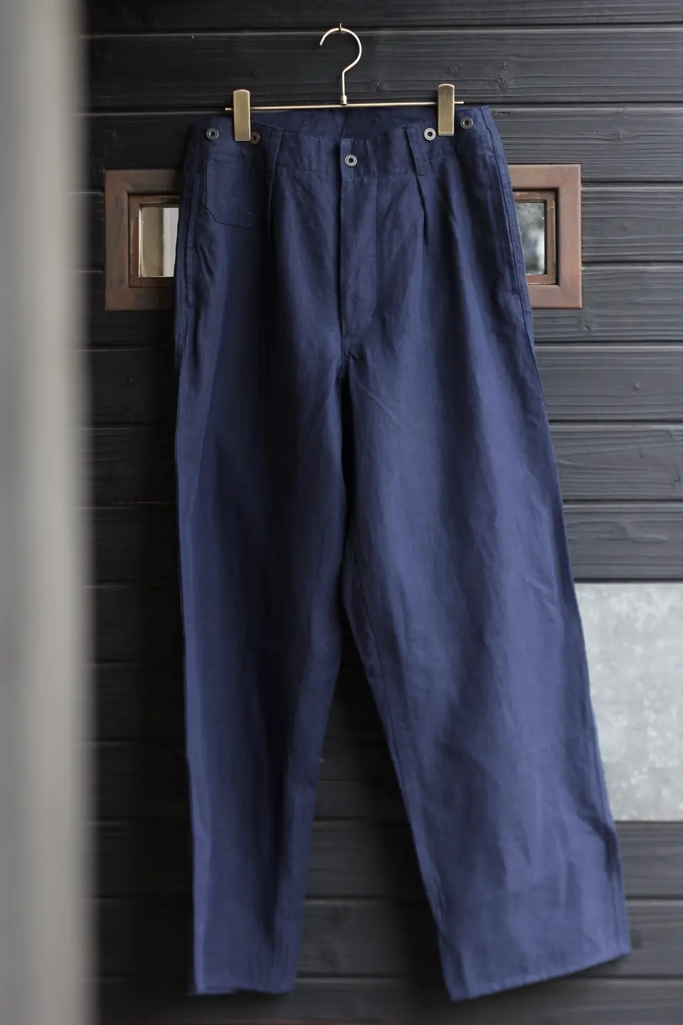 90s YMC セットアップ UK製 リネン混 ネイビー L パンツ32インチ ナイジェルケーボンのリネンセットアップ》FRENCH CHORE JACKET LINEN