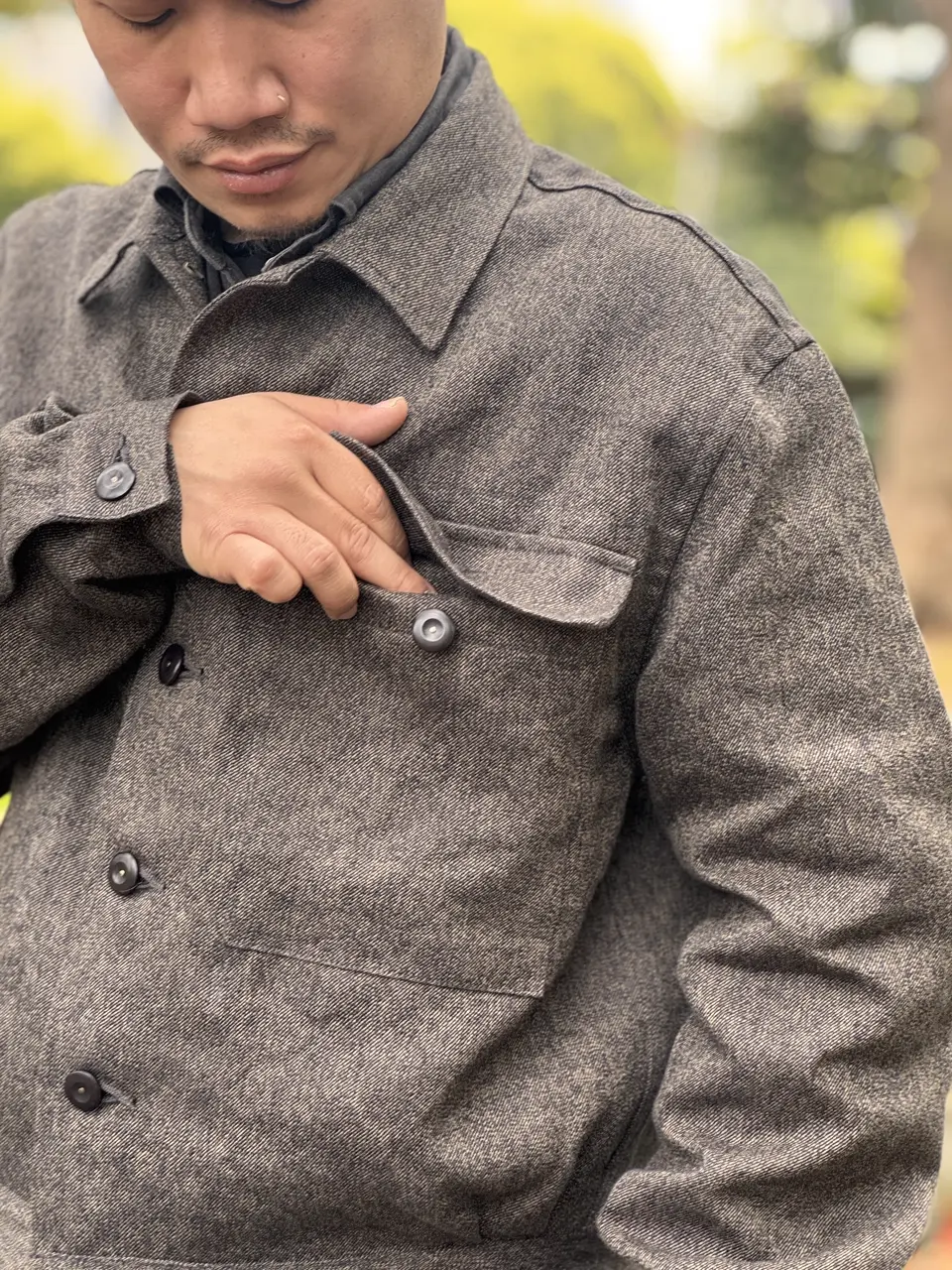 FRENCH WORK JACKET MIX BLACK CHAMBRAY – Nigel Cabourn
