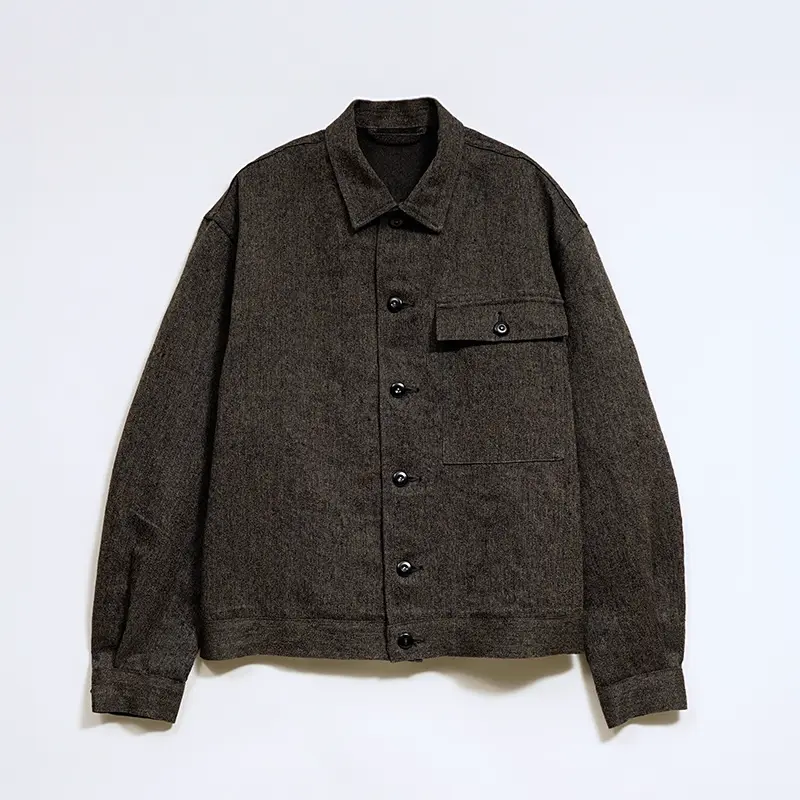 オリーブカーキが織りなすブラックシャンブレー》FRENCH WORK JACKET
