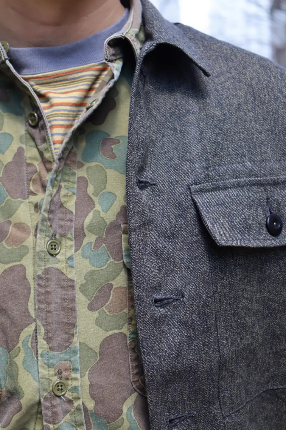 洒落たブラックシャンブレー》FRENCH WORK JACKET -BLACK CHAMBRAY