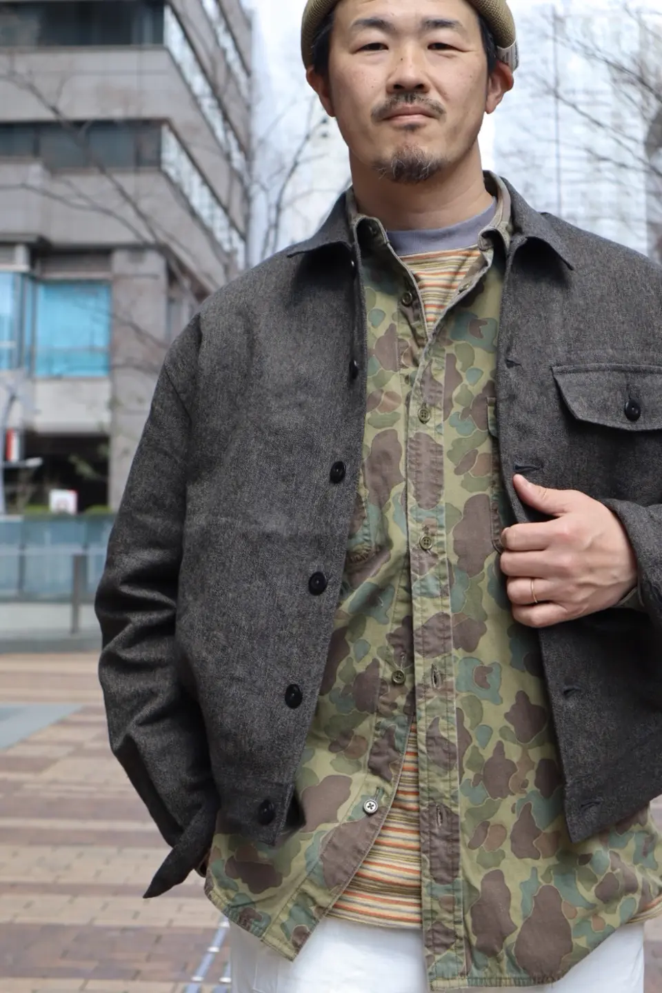 洒落たブラックシャンブレー》FRENCH WORK JACKET -BLACK CHAMBRAY