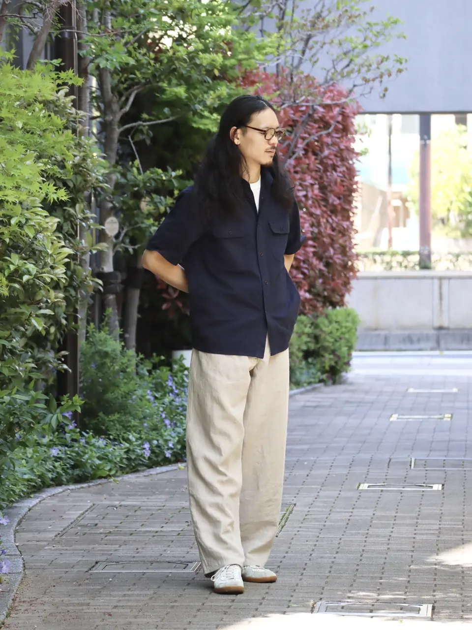 顔料染めの半袖シャツ》50s SQUARE HEM WORK SHIRT