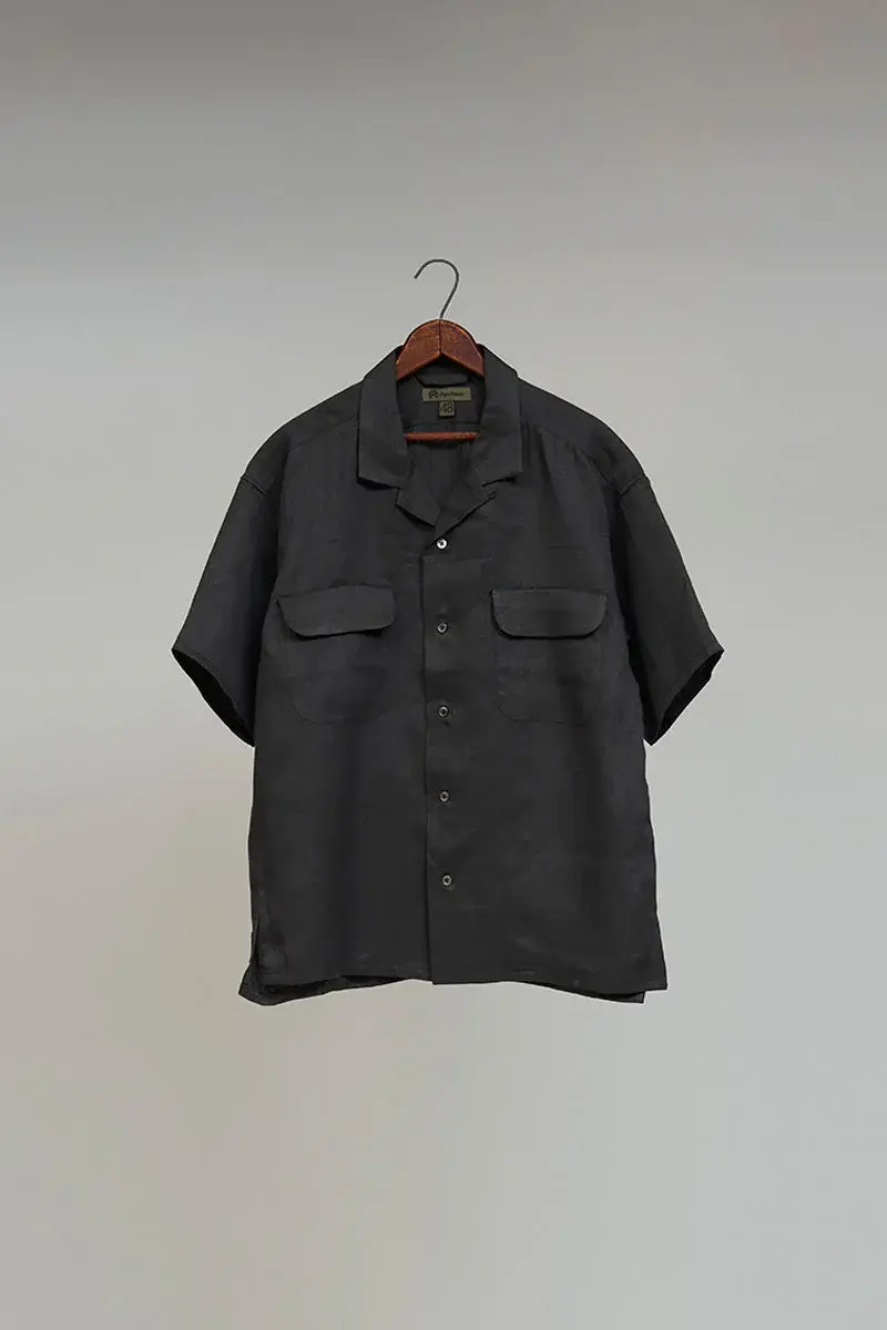 ナイジェルケーボンのオープンカラーシャツ》OPEN COLLAR SHIRT LINEN