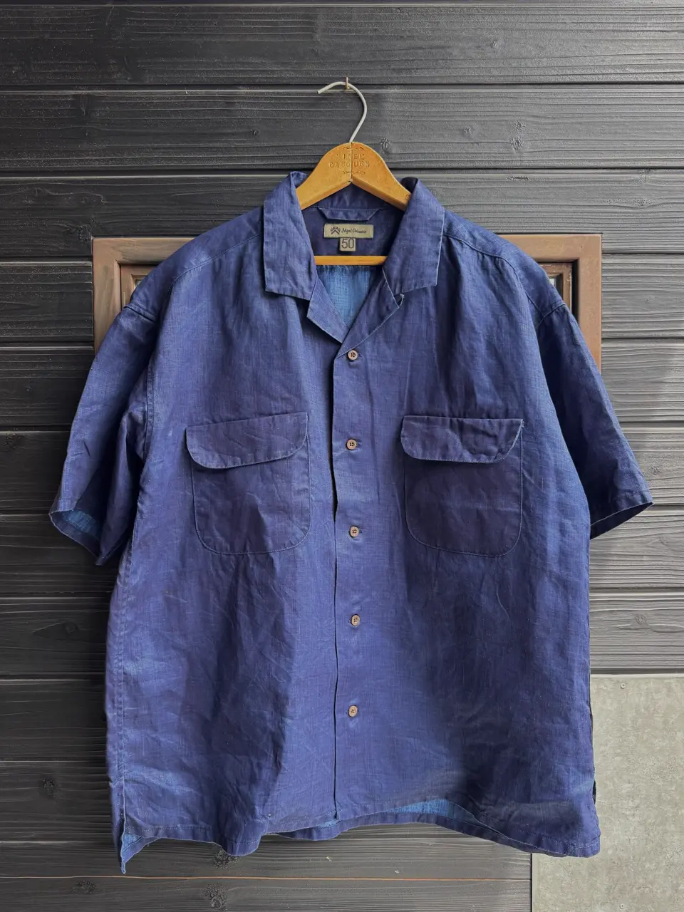 染めへのこだわりが詰まった》OPEN COLLAR SHIRT - LINEN INDIGO