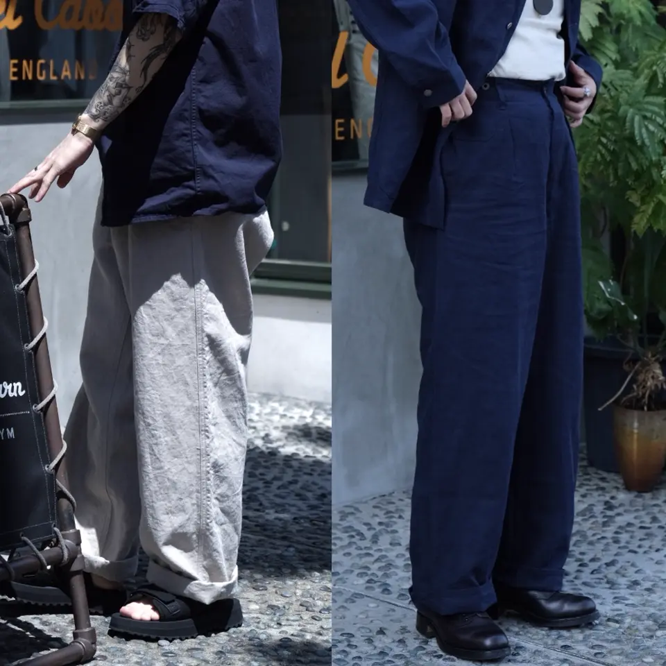 上質なリネン》30s FRENCH WORK PANT - LINEN NIDOM