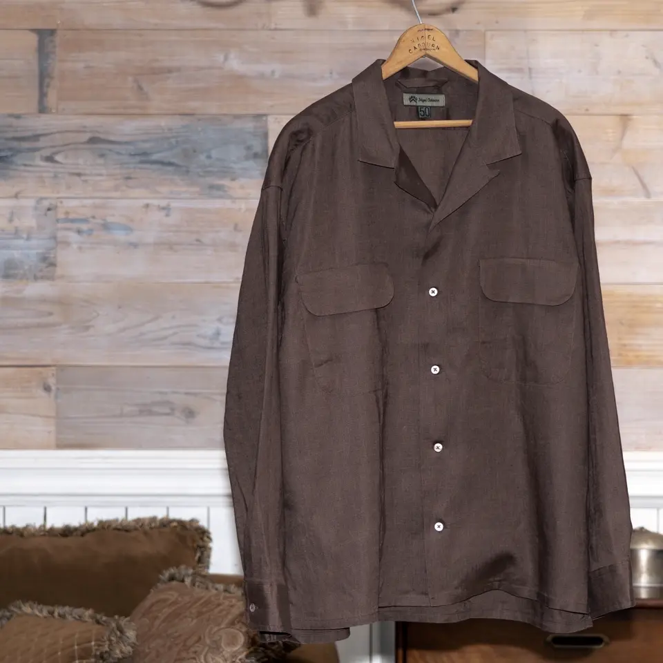 TOKYO FLAGSHIP STORE EXCLUSIVE》OPEN COLLAR SHIRT HEMP POPLIN - BROWN