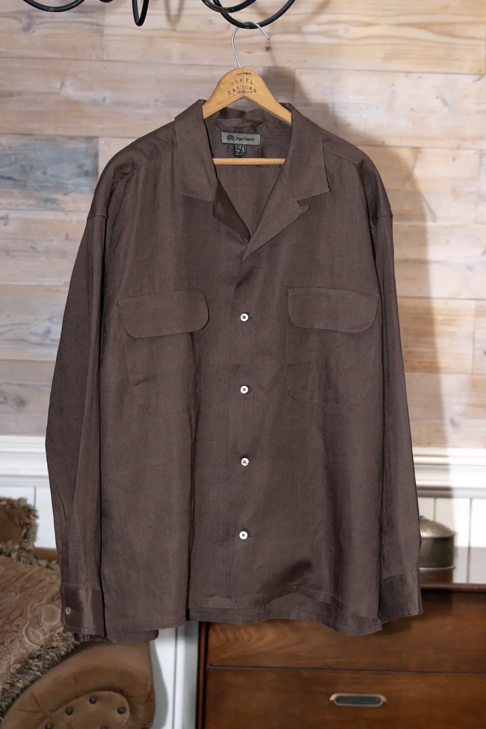 TOKYO FLAGSHIP STORE EXCLUSIVE》OPEN COLLAR SHIRT HEMP POPLIN - BROWN