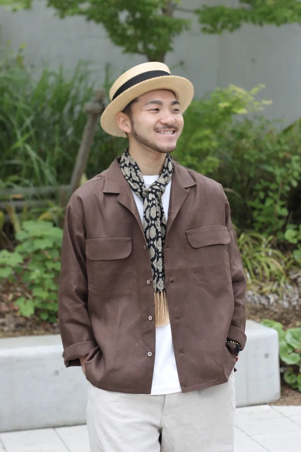 TOKYO FLAGSHIP STORE EXCLUSIVE》OPEN COLLAR SHIRT HEMP POPLIN - BROWN